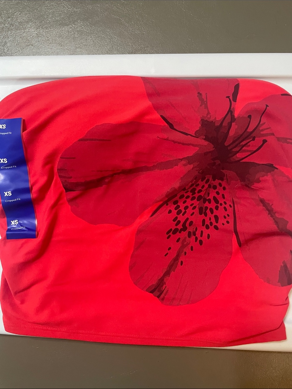 Women’s Sz. XS JoyLab red crop/tube top strapless w removable pads NWT